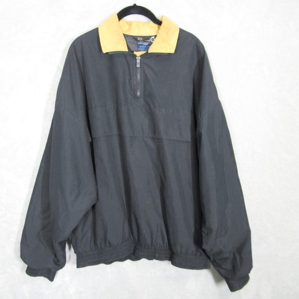 Sunderland of Scotland Jacket Mens XL Black Gold Collar Golf Windbreaker